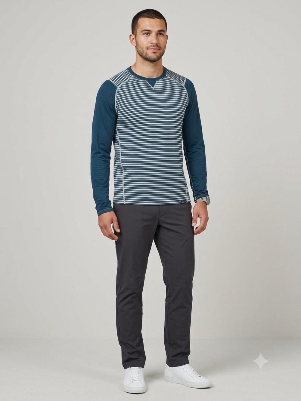 Patagonia Men's Teal Raglan Long-Sleeve Striped Crew